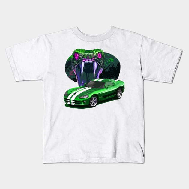 Viper Greeen Kids T-Shirt by CharlieCreator